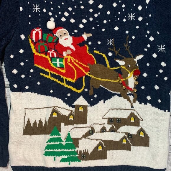 Santa with Ruldolph the Red Nosed Reindeer Christmas Sweater - Picture 2 of 8
